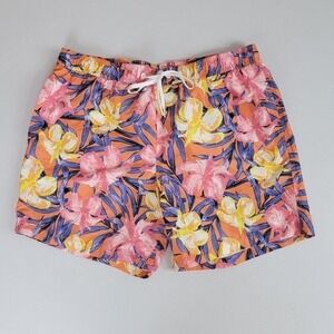 Calvin Klein‎ NEW Men's XL Tropical Floral Pink Orange 6" Resortwear Swim Trunks